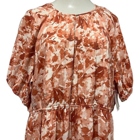 Nine West Pullover Floral Midi Maxi Dress, NWT, Orange White 2x - Picture 7 of 9